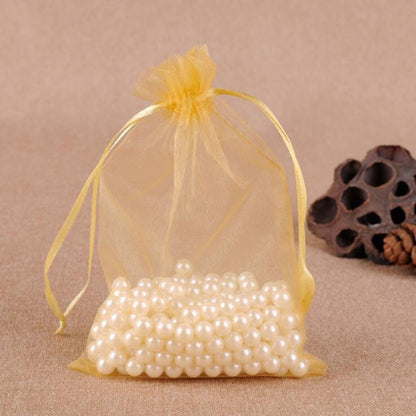 100 ชิ้นถุงของขวัญเครื่องประดับ Organza กระเป๋างานแต่งงานงานเลี้ยงวันเกิด Drawable กระเป๋า, 10x15cm