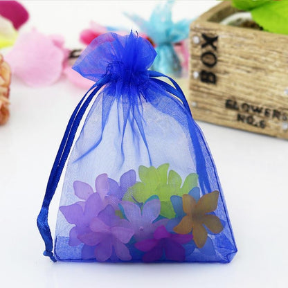 100 ชิ้นถุงของขวัญเครื่องประดับ Organza กระเป๋างานแต่งงานงานเลี้ยงวันเกิด Drawable กระเป๋า, 16X22cm, 9X12cm
