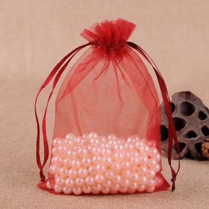 100 ชิ้นถุงของขวัญเครื่องประดับ Organza กระเป๋างานแต่งงานงานเลี้ยงวันเกิด Drawable กระเป๋า, 16X22cm, 9X12cm