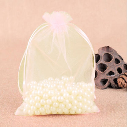 100 ชิ้นถุงของขวัญเครื่องประดับ Organza กระเป๋างานแต่งงานงานเลี้ยงวันเกิด Drawable กระเป๋า, 16X22cm, 9X12cm