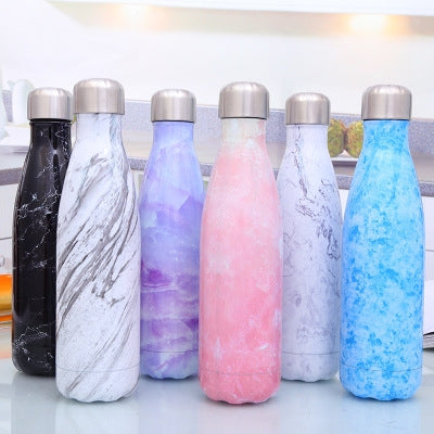 ถ้วยความร้อนกระติกน้ำร้อนขวดน้ำสแตนเลสแบบพกพากีฬากาต้มน้ำ, 500ml