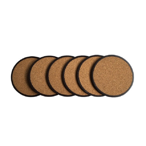Home Daily Wood Round Cork Coaster PP ที่รองแก้ว, 6 Coasters
