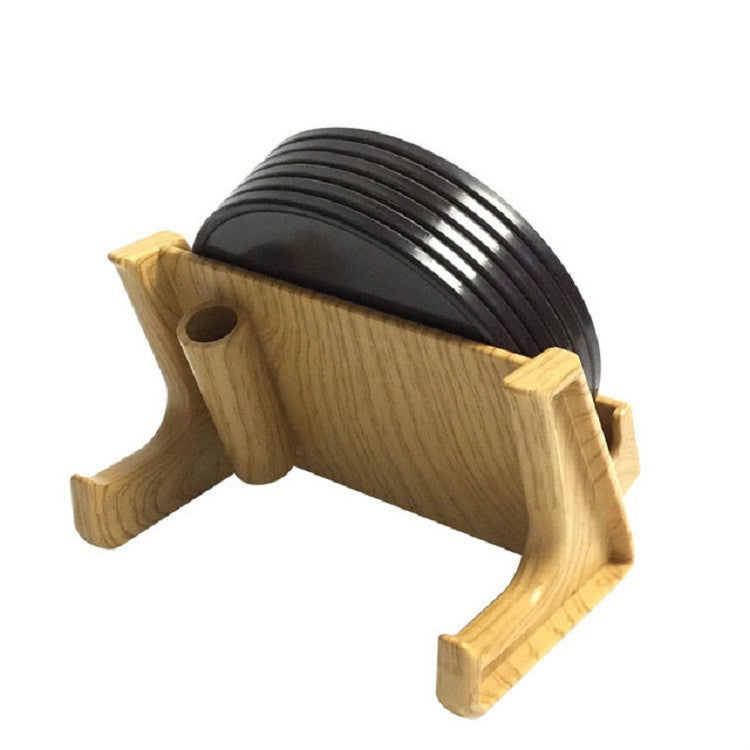 Home Daily Wood Round Cork Coaster PP ที่รองแก้ว, 6 Coasters