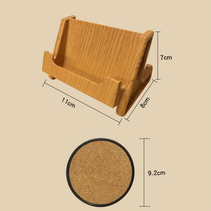 Home Daily Wood Round Cork Coaster PP ที่รองแก้ว, 6 Coasters
