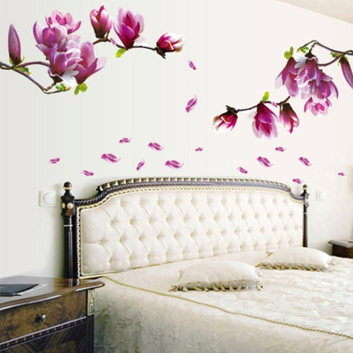Creative PVC Magnolia Decals วอลล์เปเปอร์ที่ถอดออกได้ DIY Art ตกแต่งบ้าน, Magnolia
