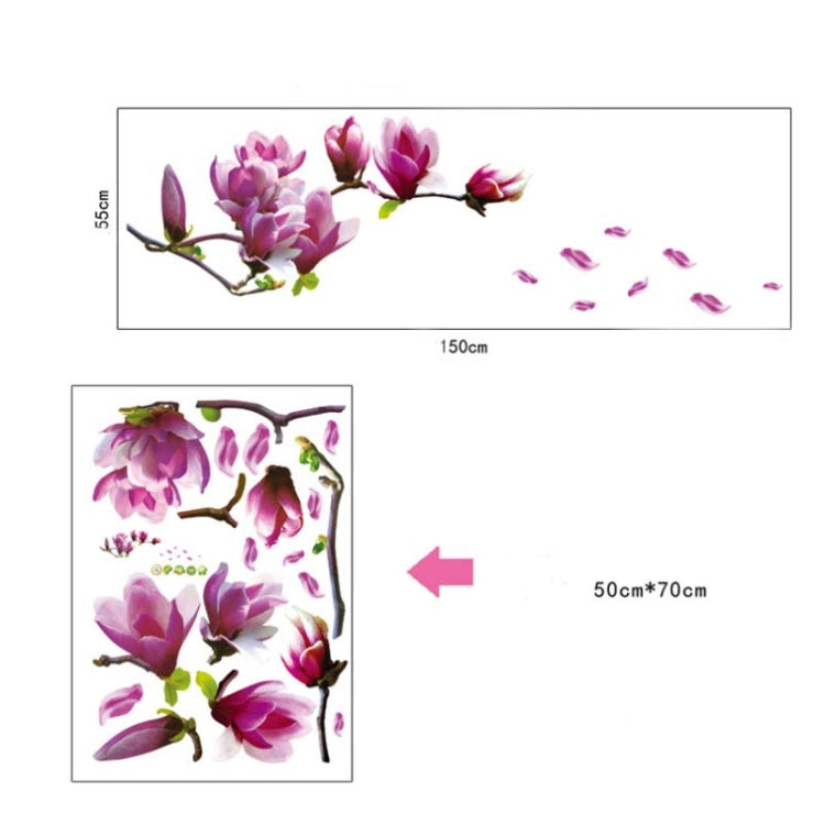 Creative PVC Magnolia Decals วอลล์เปเปอร์ที่ถอดออกได้ DIY Art ตกแต่งบ้าน, Magnolia