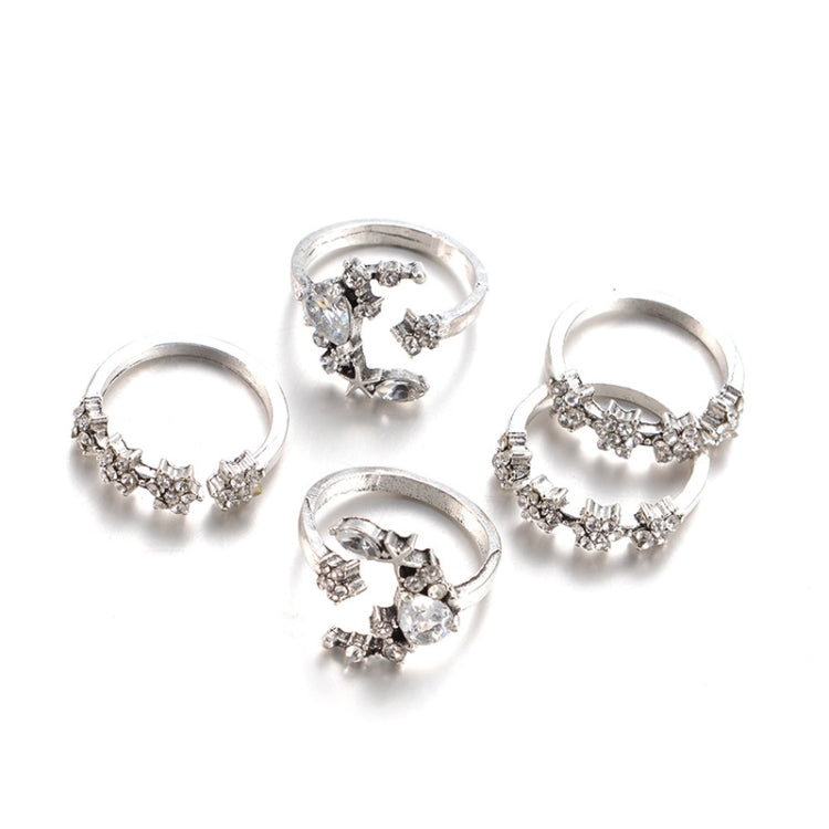 5 ชิ้น/เซ็ตผู้หญิงวินเทจ Star Moon แหวนปรับได้ชุด