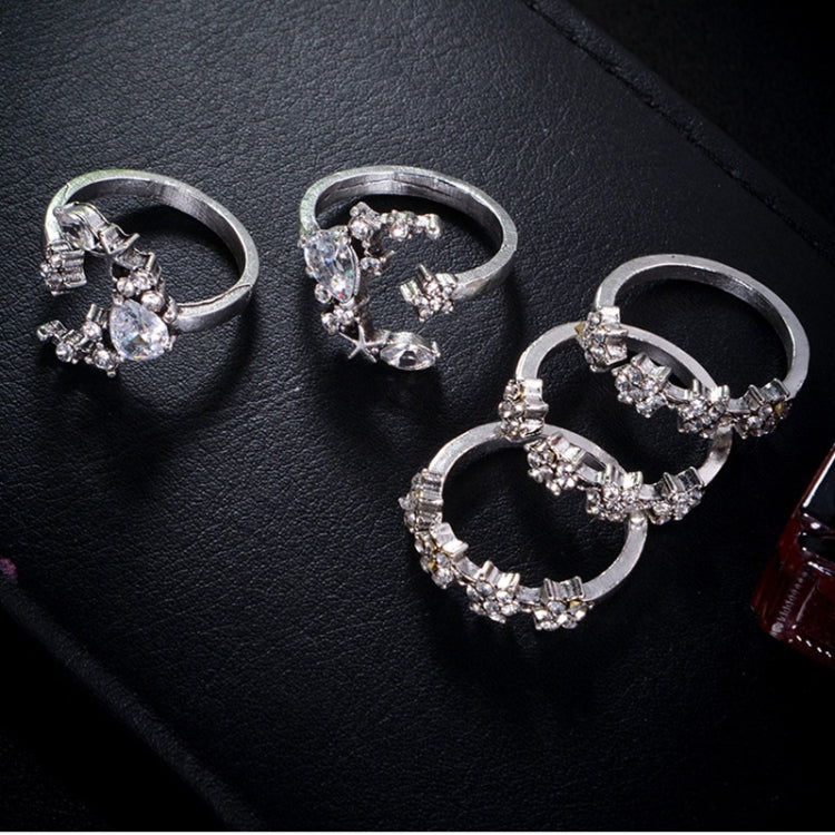 5 ชิ้น/เซ็ตผู้หญิงวินเทจ Star Moon แหวนปรับได้ชุด