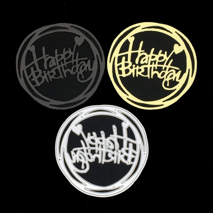 มีดสุขสันต์วันเกิดรอบ Die DIY หนังสือคลิปอัลบั้มทำบัตรอวยพรลายฉลุ, Round Happy Birthday Shape