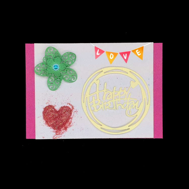 มีดสุขสันต์วันเกิดรอบ Die DIY หนังสือคลิปอัลบั้มทำบัตรอวยพรลายฉลุ, Round Happy Birthday Shape