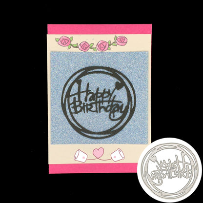 มีดสุขสันต์วันเกิดรอบ Die DIY หนังสือคลิปอัลบั้มทำบัตรอวยพรลายฉลุ, Round Happy Birthday Shape