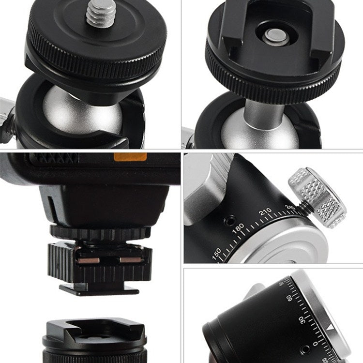 BEXIN K-19 มัลติฟังก์ชั่นอลูมิเนียมรองเท้าเย็นหัวบอลขาตั้งกล้องเมา, K-19