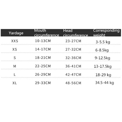 หน้ากากครอบปากสุนัขปากยาวขนาดเล็กและขนาดกลาง, XXS, XS, S, M, L, XL