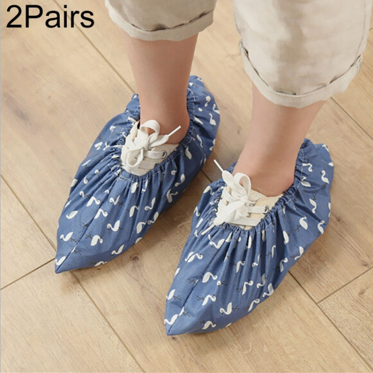 2 คู่ Thicken Reusable Elastic รองเท้าในร่ม Antiskid Overshoes Flamingo ฝุ่นรองเท้ากันน้ำ