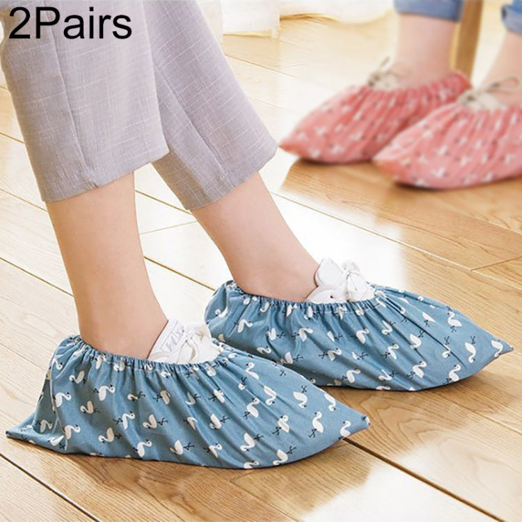 2 คู่ Thicken Reusable Elastic รองเท้าในร่ม Antiskid Overshoes Flamingo ฝุ่นรองเท้ากันน้ำ