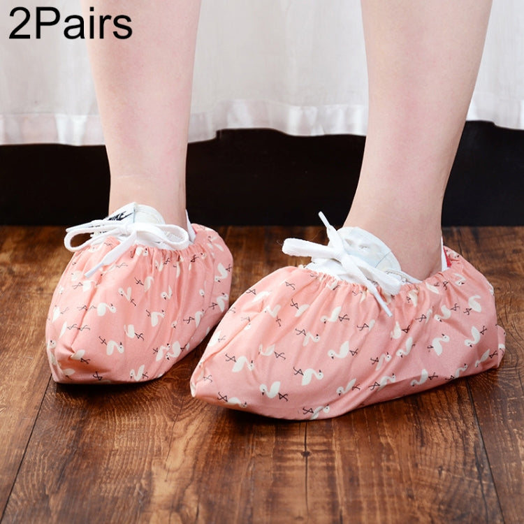 2 คู่ Thicken Reusable Elastic รองเท้าในร่ม Antiskid Overshoes Flamingo ฝุ่นรองเท้ากันน้ำ