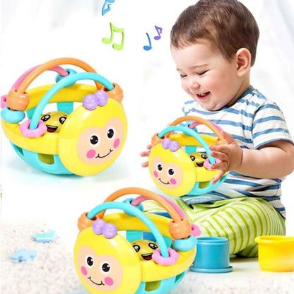ยางนุ่มการ์ตูน Bee มือเคาะ Rattle Dumbbell Early การศึกษาของเล่นสำหรับเด็ก Hand Bell ของเล่นเด็ก, Bee Dumbbell