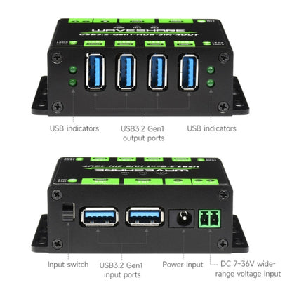 Waveshare 23929 USB HUB, การขยายพอร์ต USB 3.2 4 X, โฮสต์คู่แบบสลับได้, การป้องกันหลายแบบ, 23929