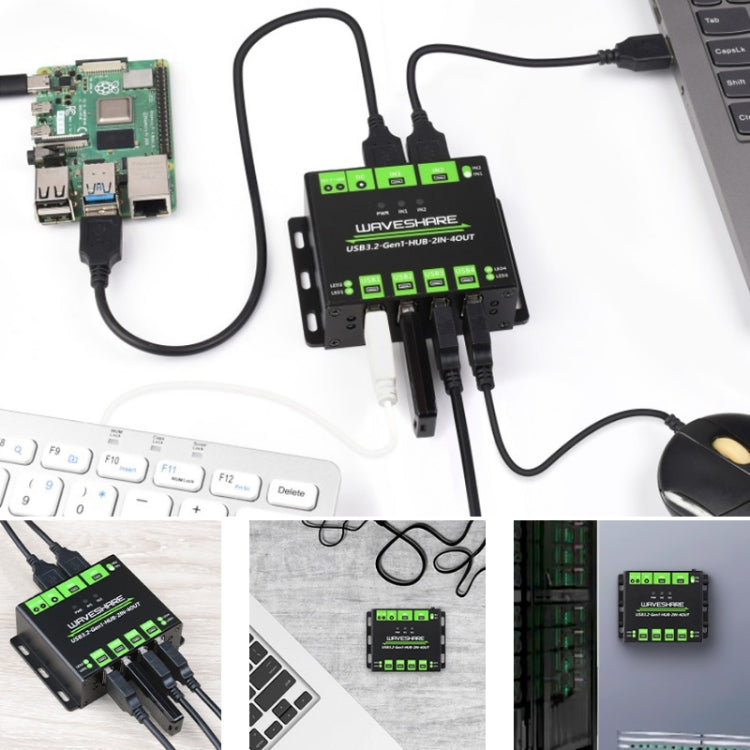 Waveshare 23929 USB HUB, การขยายพอร์ต USB 3.2 4 X, โฮสต์คู่แบบสลับได้, การป้องกันหลายแบบ, 23929