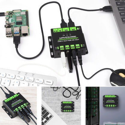 Waveshare 23929 USB HUB, การขยายพอร์ต USB 3.2 4 X, โฮสต์คู่แบบสลับได้, การป้องกันหลายแบบ, 23929