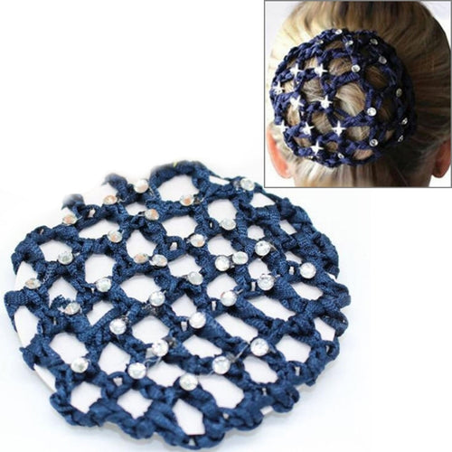 20 ชิ้นเพชรที่สวยงาม Bun Snood ผู้หญิงผมสุทธิบัลเล่ต์เต้นรำสเก็ต Headwear อุปกรณ์เสริม, Navy blue, สีชมพู, สีแดง, สีเขียว, สีบานเย็น