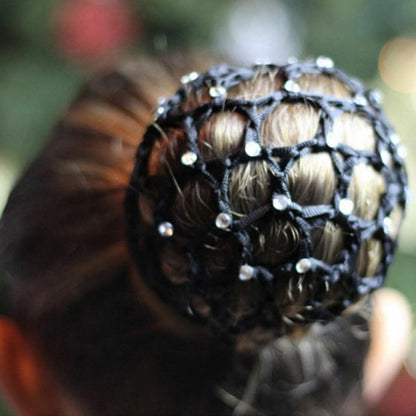 20 ชิ้นเพชรที่สวยงาม Bun Snood ผู้หญิงผมสุทธิบัลเล่ต์เต้นรำสเก็ต Headwear อุปกรณ์เสริม, Navy blue, สีชมพู, สีแดง, สีเขียว, สีบานเย็น
