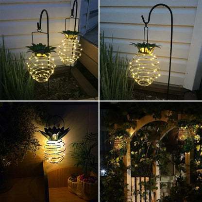 30 LEDs เหล็กกลางแจ้งสับปะรด String โคมไฟพลังงานแสงอาทิตย์ Telescopic Chandelier Modern Porch Light, 30 LEDs