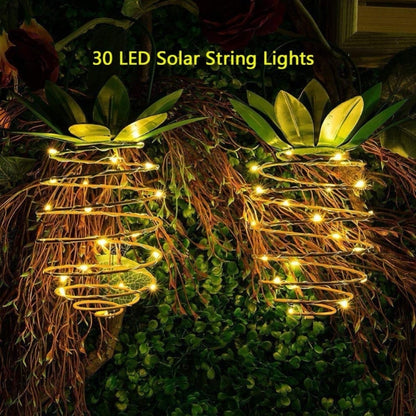 30 LEDs เหล็กกลางแจ้งสับปะรด String โคมไฟพลังงานแสงอาทิตย์ Telescopic Chandelier Modern Porch Light, 30 LEDs