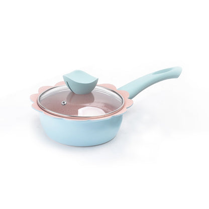 เด็กอาหารเสริมหม้อทำอาหารนมกระทะ Maifan Stone Non Stick ครัวเรือนมัลติฟังก์ชั่หม้อขนาดเล็ก, Blue Milk Pan With Lid