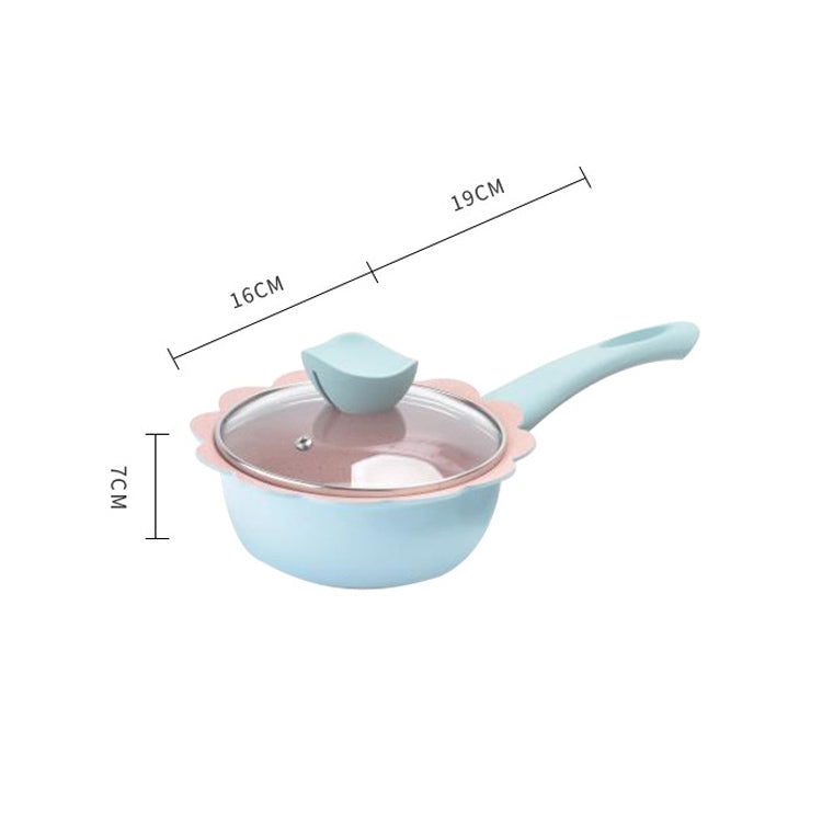 เด็กอาหารเสริมหม้อทำอาหารนมกระทะ Maifan Stone Non Stick ครัวเรือนมัลติฟังก์ชั่หม้อขนาดเล็ก, Blue Milk Pan With Lid