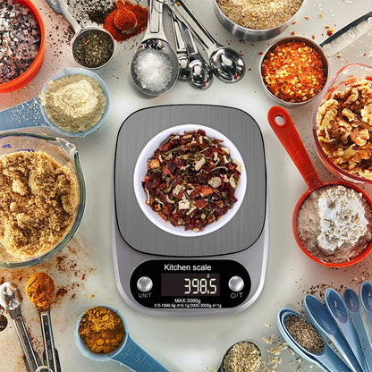 BOH-C305 เครื่องชั่งอิเล็กทรอนิกส์ LCD สเตนเลสสตีลสำหรับห้องครัว, Specification: 3กก./0.1ก, 3kg/0.1g