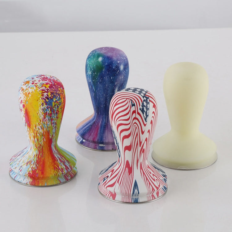 58 มม.กาแฟ Tamper สีซิลิโคน Frosted Handle กาแฟค้อน 304 สแตนเลสสตีลผงกดอุปกรณ์เสริมกาแฟ, Starry Sky, Milk White