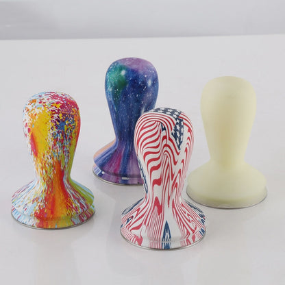 58 มม.กาแฟ Tamper สีซิลิโคน Frosted Handle กาแฟค้อน 304 สแตนเลสสตีลผงกดอุปกรณ์เสริมกาแฟ, Starry Sky, Milk White
