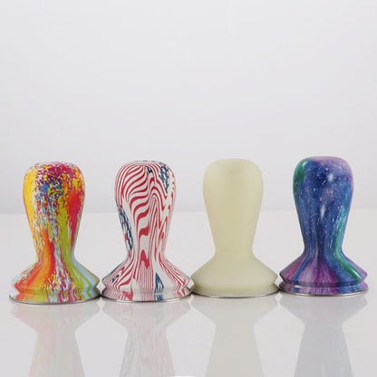 58 มม.กาแฟ Tamper สีซิลิโคน Frosted Handle กาแฟค้อน 304 สแตนเลสสตีลผงกดอุปกรณ์เสริมกาแฟ, Starry Sky, Milk White