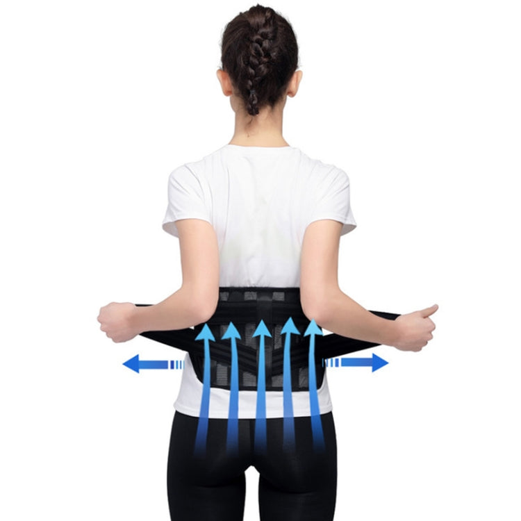 WOOTSHU WT-Y81 Breathable Lumbar Spine แผ่นเหล็ก Lumbar Disc เอวการบีบอัดคู่ความเครียดเอว Protector, XL