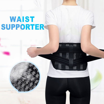 WOOTSHU WT-Y81 Breathable Lumbar Spine แผ่นเหล็ก Lumbar Disc เอวการบีบอัดคู่ความเครียดเอว Protector, XL