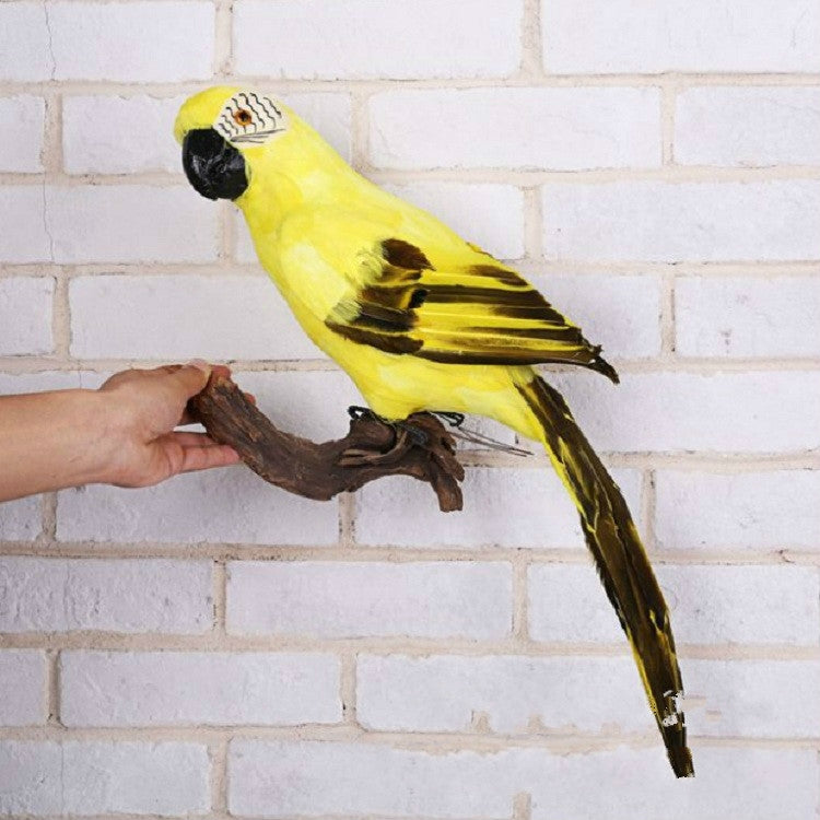 45 ซม.การจำลองนกแก้วจำลองนก Macaw โฟม Feather Parrot Sen ตกแต่งสวน, Yellow, Pink