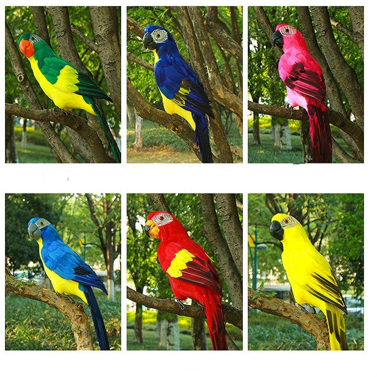 45 ซม.การจำลองนกแก้วจำลองนก Macaw โฟม Feather Parrot Sen ตกแต่งสวน, Yellow, Pink