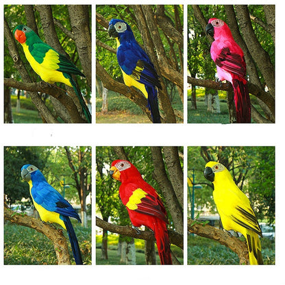 45 ซม.การจำลองนกแก้วจำลองนก Macaw โฟม Feather Parrot Sen ตกแต่งสวน, Yellow, Pink