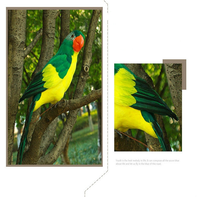 45 ซม.การจำลองนกแก้วจำลองนก Macaw โฟม Feather Parrot Sen ตกแต่งสวน, Yellow, Pink