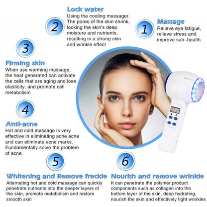 Face Care อุปกรณ์ค้อนร้อนเย็น Cryotherapy Blue Photon สิวผิวความงามนวด Lifting Rejuvenation Facial Machine
