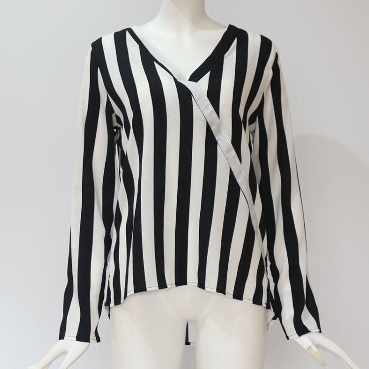 ผู้หญิงลายเสื้อแขนยาวคอวีเสื้อลำลองท็อปส์ซูเสื้อ, S, M, L, XL, XXL, XXXL