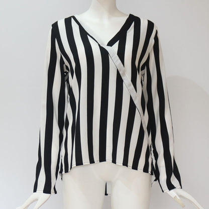 ผู้หญิงลายเสื้อแขนยาวคอวีเสื้อลำลองท็อปส์ซูเสื้อ, S, M, L, XL, XXL, XXXL