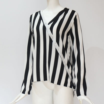 ผู้หญิงลายเสื้อแขนยาวคอวีเสื้อลำลองท็อปส์ซูเสื้อ, S, M, L, XL, XXL, XXXL