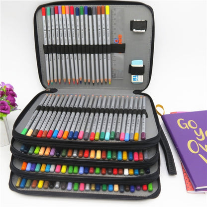 PU หนังดินสอกรณี 184 หลุมขนาดใหญ่ความจุดินสอสีกระเป๋ากล่องอเนกประสงค์ Pencilcase อุปกรณ์ศิลปะของขวัญ