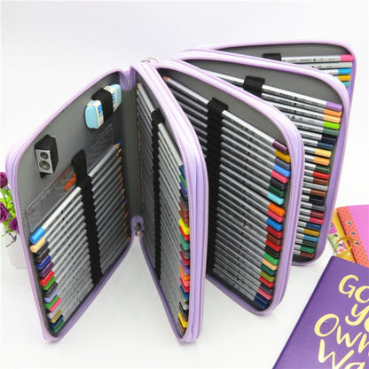 PU หนังดินสอกรณี 184 หลุมขนาดใหญ่ความจุดินสอสีกระเป๋ากล่องอเนกประสงค์ Pencilcase อุปกรณ์ศิลปะของขวัญ