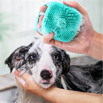 แปรงนวดอาบน้ำสัตว์เลี้ยง ถุงมืออาบน้ำถูสุนัขพร้อมแปรง, Rub Bath Gloves