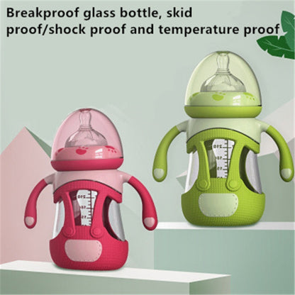 ขวดนมแก้ว Borosilicate สูงพร้อมปลอกซิลิโคน, 240ml