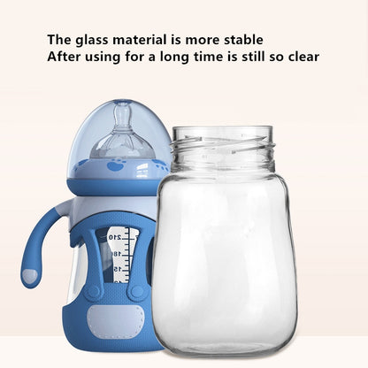 ขวดนมแก้ว Borosilicate สูงพร้อมปลอกซิลิโคน, 240ml