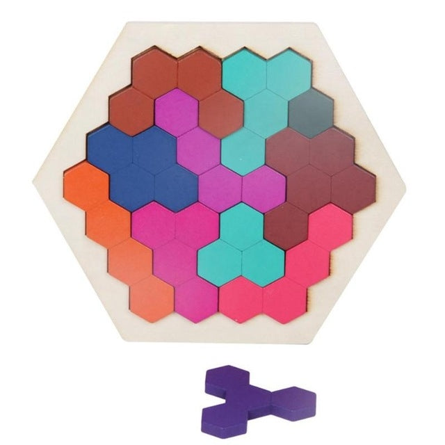เด็ก 3D ปริศนาไม้ของเล่นเด็กเรขาคณิต Tangrams ปริศนารังผึ้ง IQ สมองการฝึกอบรมของเล่นเพื่อการศึกษา, 10 PCS, 14 PCS